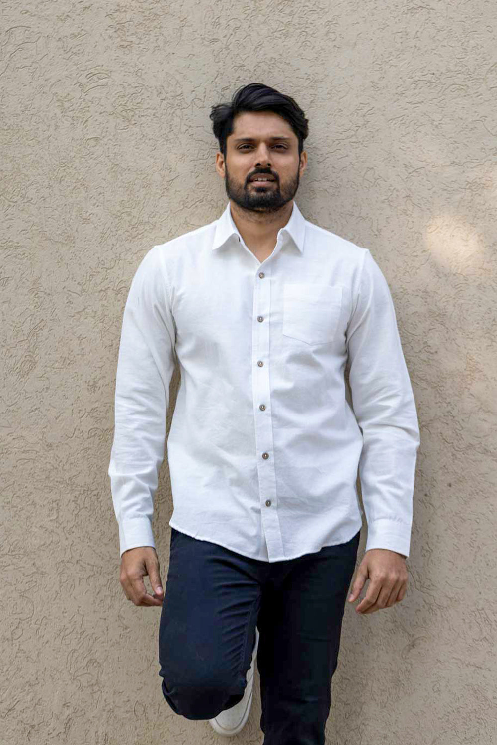 Essential Everyday Handloom Shirt White – Blue Mirae