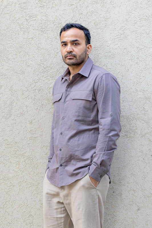 Explorer - Handloom Shirt  4 pocket Utility - Grey