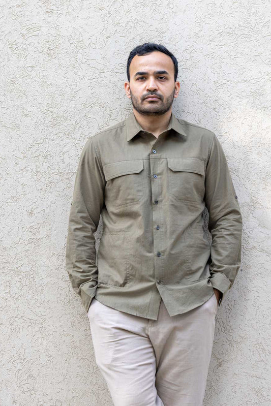 Explorer - Handloom Shirt  4 pocket Utility - Olive Green