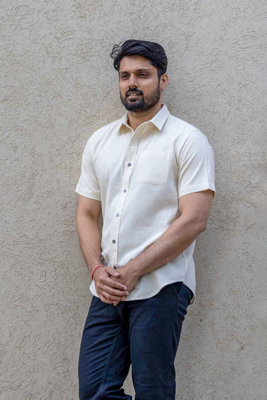 Versatile - Handloom Shirt Half Sleeve - Griege