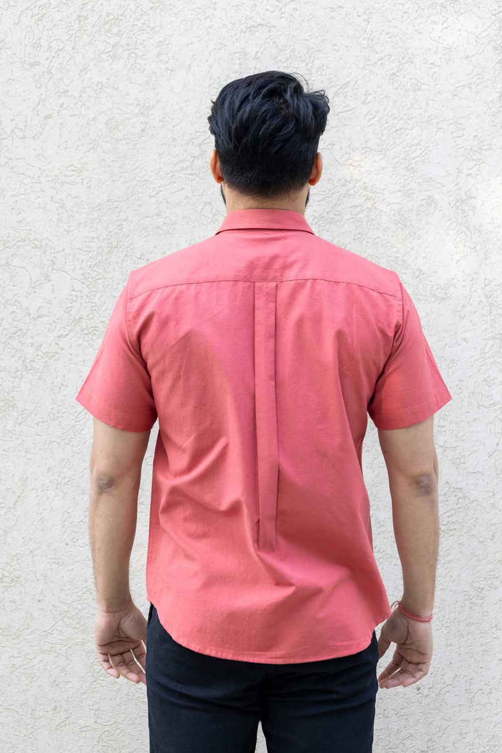 Versatile - Handloom Half Sleeve Shirt - Brick Red